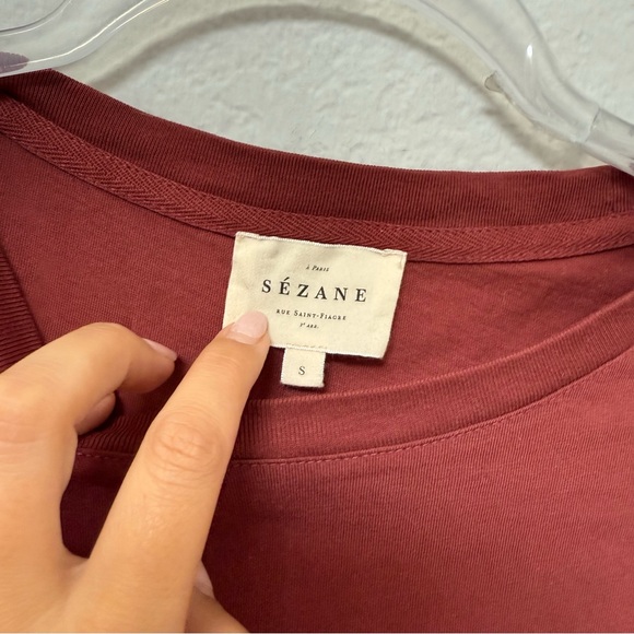 Sezane French Riviera T Shirt Brown Coral Size Small - Picture 5 of 5